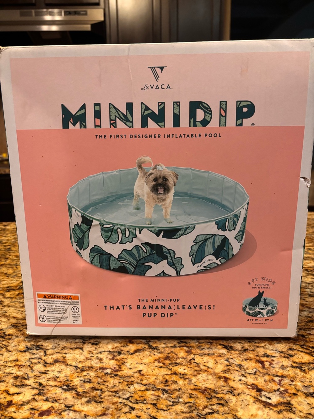 MINNIDIP Pup Pool LaVaca Leaf Print keep your dog cool in summer heat!